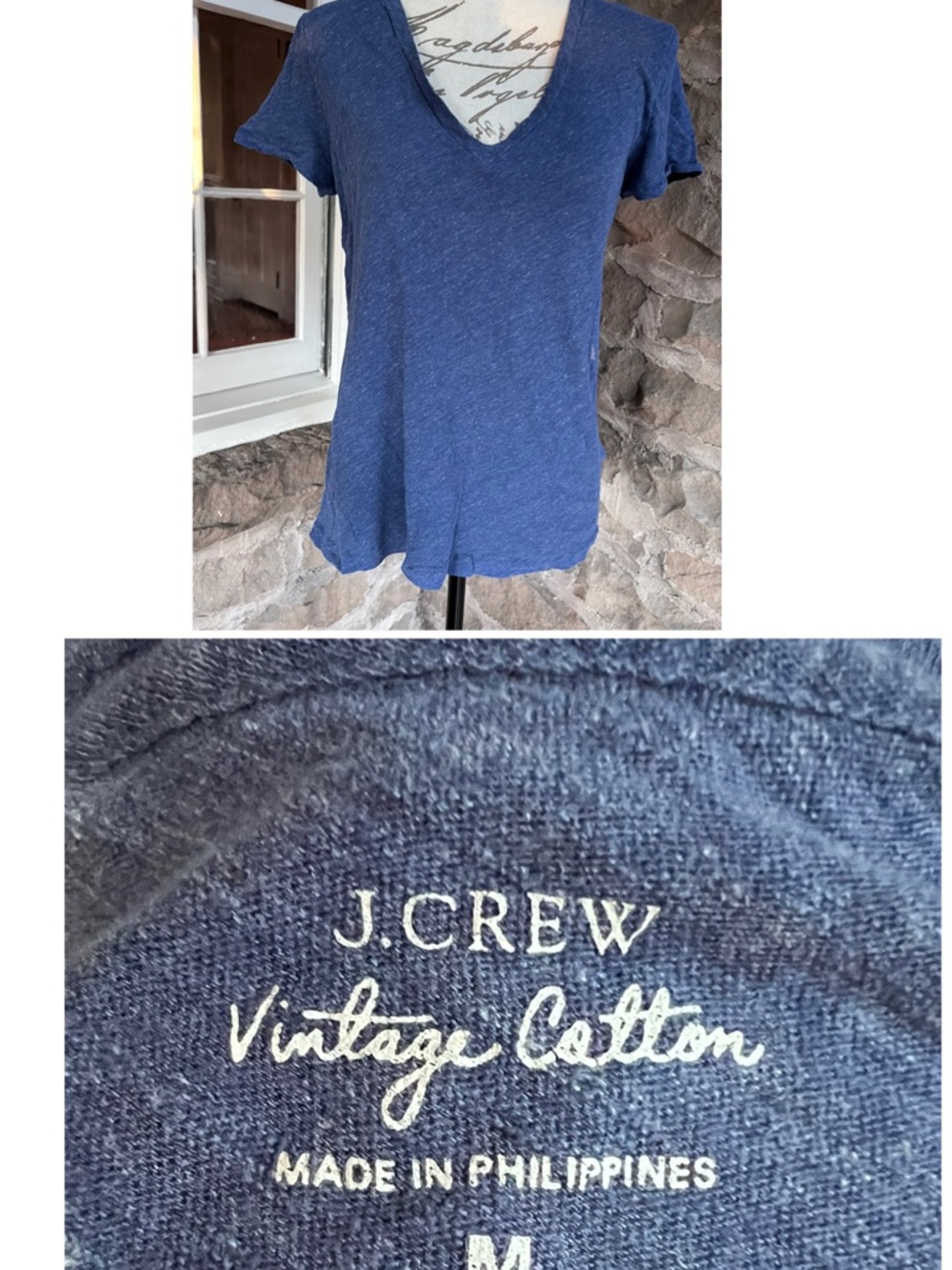 Size M vintage J. Crew cotton  Heathered  V-Neck Tee